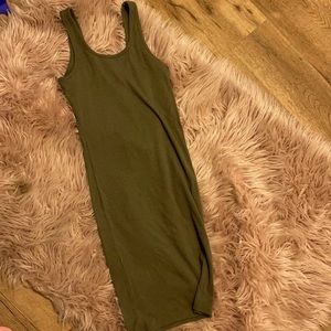 Short olive green dress